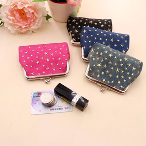 Porte-monnaie en denim avec motif d'étoiles en quatre couleurs et fermoirs en métal