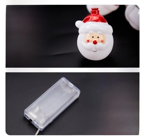 Detail of Santa Claus LED light string with waterproof battery box and technical specs