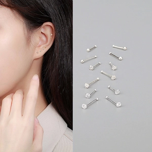 Heart Round Ball Stud Earrings With 925 Sterling Silver Earring Post Cubic Zirconia Simple Minimalist Daily Jewelry