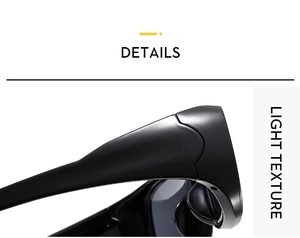 Detail showing the light texture matte finish and sturdy hinge of black square sunglasses