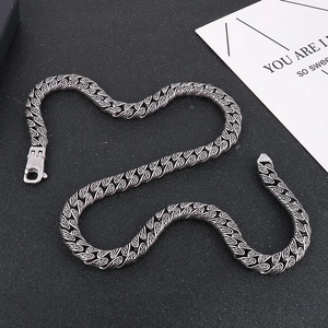 Punk style silver titanium steel box chain necklace with lobster clasp for men