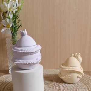 Detailed relief dragon egg silicone mold storage box in lavender and beige colors