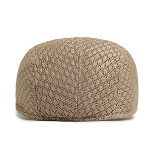Breathable mesh newsboy cap in beige featuring a classic summer sun protection design