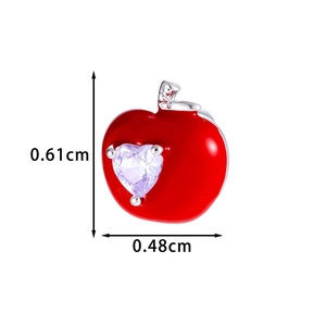 Red apple titanium steel stud earring with purple heart stone and size measurements