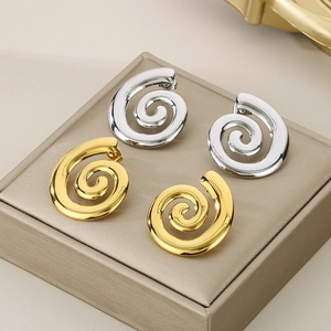 Elegante 18K Gold und Silber beschichtete Edelstahl Spiral-Ohrhänger für Damen