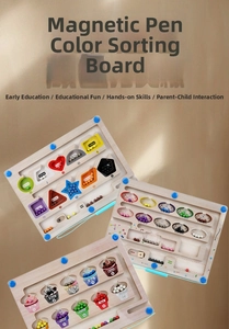 Detailed view of three themed magnetic color and number sorting boards for toddler education
