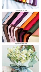 Close-up of waterproof two-tone floral wrapping paper in various vibrant pastel colors