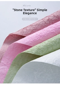 Close-up of handmade stone texture paper with embossed dual-layer floral patterns