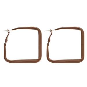 Minimalist square hoop earrings with brown matte finish and sleek geometric metal design