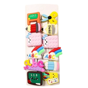 10-piece colorful cartoon hair clips set for girls featuring educational alphabet and numbers