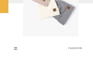 Detailed knit texture of layered beanies in beige, grey, and coffee with leather patch