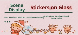Christmas window decals with reindeer and snowflakes for festive glass door decoration