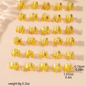 Set of 20 golden 8mm dreadlock hair rings for DIY hair extensions and jewelry decor