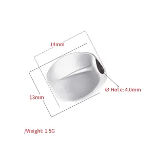 Irregular silver faceted bead charm for DIY jewelry making with dimensions 14mm by 13mm