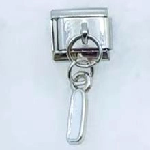 Italian modular charm in silver finish with elongated bar pendant for DIY jewelry design