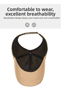 Détail de la visière kaki avec doublure en maille respirante et sangle réglable