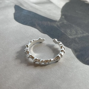 Minimalist 925 sterling silver open ring with unique irregular twisted texture design