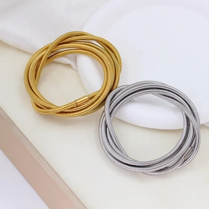 Chic 18K gold and silver plated multilayer snake chain wrap bracelet for women