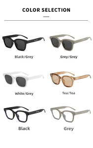 Detailed collection of square frame sunglasses and clear lenses in various color styles