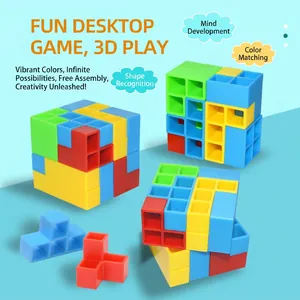 Colorful 3D puzzle building blocks for balance desktop game for boys and girls