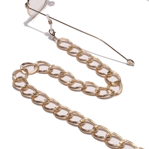 Thick gold link eyeglass chain with textured finish and secure silicone connectors