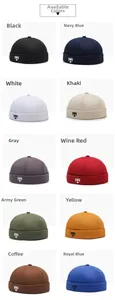 Grid display showing various colors of unisex brimless cotton docker hats with logo