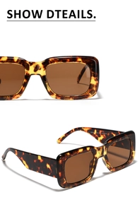 Detailed macro view of square tortoiseshell sunglasses showing UV400 and CE certification