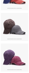 Detailed grid of washed cotton baseball caps in multiple colors showing vintage texture