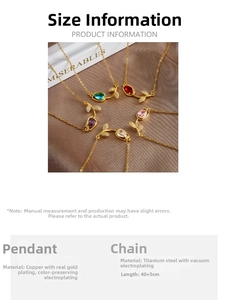 Détails du collier tulipe avec pierres précieuses colorées et chaîne en acier titane
