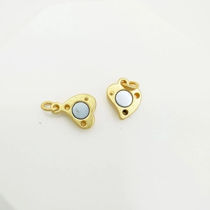 18K gold plated heart magnetic clasps with brushed finish for DIY jewelry necklaces