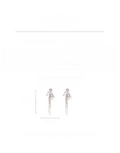 Spécifications des boucles d'oreilles perles à pompon avec longueur de 13,2 cm et strass