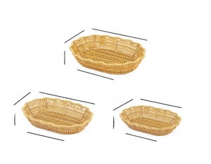 Detailed size guide for small medium and large woven faux rattan fruit baskets