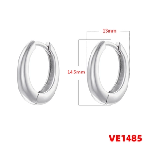Detailed dimensions of silver oval hoop earrings showing 13mm width and 14.5mm height