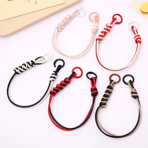 Braided PU Leather Rope Handheld Chain Phone Case Keychain Anti-lost Bag Decorative Accessory Multicolored Wrist Strap For Women