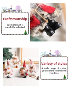 Detailed view of Christmas gnomes with sequins, red felt hats and plush white beards