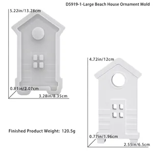Detaillierte Größenangaben für eine Strandhaus-Silikonform für DIY-Harz- oder Gipshandwerk