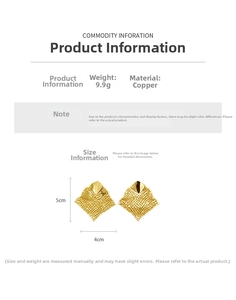 Size chart showing 5cm length and 4cm width for 18k gold plated diamond tassel earrings