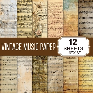 Vintage Scrapbook Paper Decorative Background For DIY Junk Journal Classical Music Floral Patterns Retro Stationery