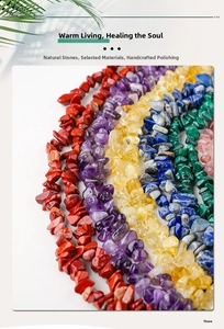 Macro shot of colorful irregular natural crystal and agate beads for DIY jewelry making