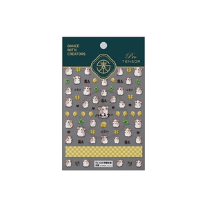 3D embossed cheese hamster nail art stickers with clover and bow designs on white