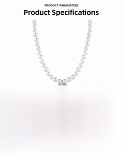 Detail view of S925 silver necklace with 5mm pearls and 2.5ct heart zircon pendant