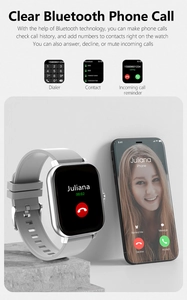 Écran de montre connectée affichant l'interface d'appel bluetooth près d'un mobile