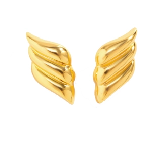 Minimalistische 18K vergoldete Messing-Ohrstecker mit dreilagigem Flügel-Geometriedesign