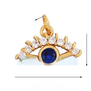Detailed view of Evil Eye zircon charm with size dimensions and technical specs