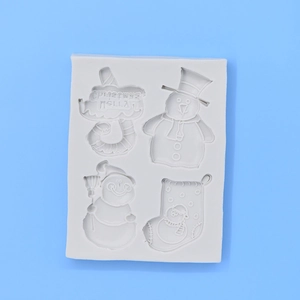 Moule en silicone bonhomme de neige et canne de Noël pour pâtisserie DIY et gâteaux