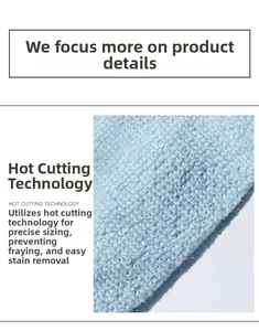 Macro detail of microfiber towel with heat-cut edges for durability and efficient cleaning