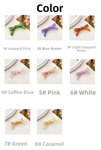 Collection of handmade acetate bow hair clips in various marble and leopard patterns