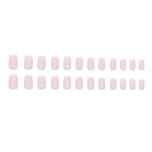 Classic pink and white French tip press-on nails set with 24 pieces in square oval shape