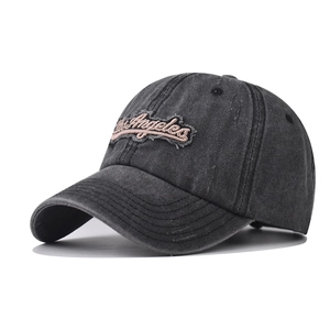 Washed Cotton Baseball Cap Vintage Distressed Los Angeles Embroidery Sun Protection Adjustable Peaked Hat Unisex