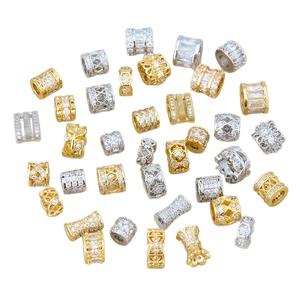 Brass micro-pave zircon spacer beads for DIY bracelet jewelry making in gold and silver